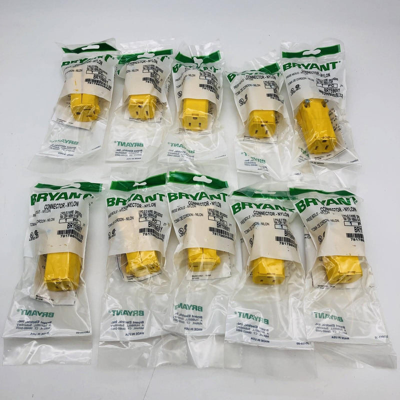 Bryant BRY5969Y Nylon Connector 15A 125V NFMA 5-15R 2 Pole 3 Wire Grounding 10pk 7