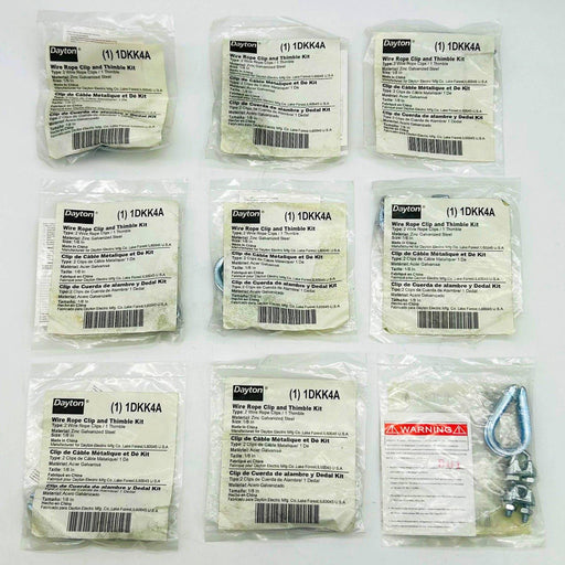 Dayton 1DKK4A Wire Rope Clip Thimble Kit 1/8in Zinc Galvanized Steel Lot of 9 1