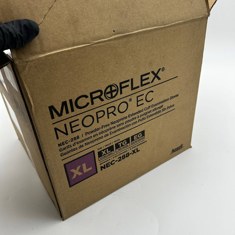 Microflex NEC-288 Disposable Gloves Extra Large Extended Cuff Neoprene 500/Case