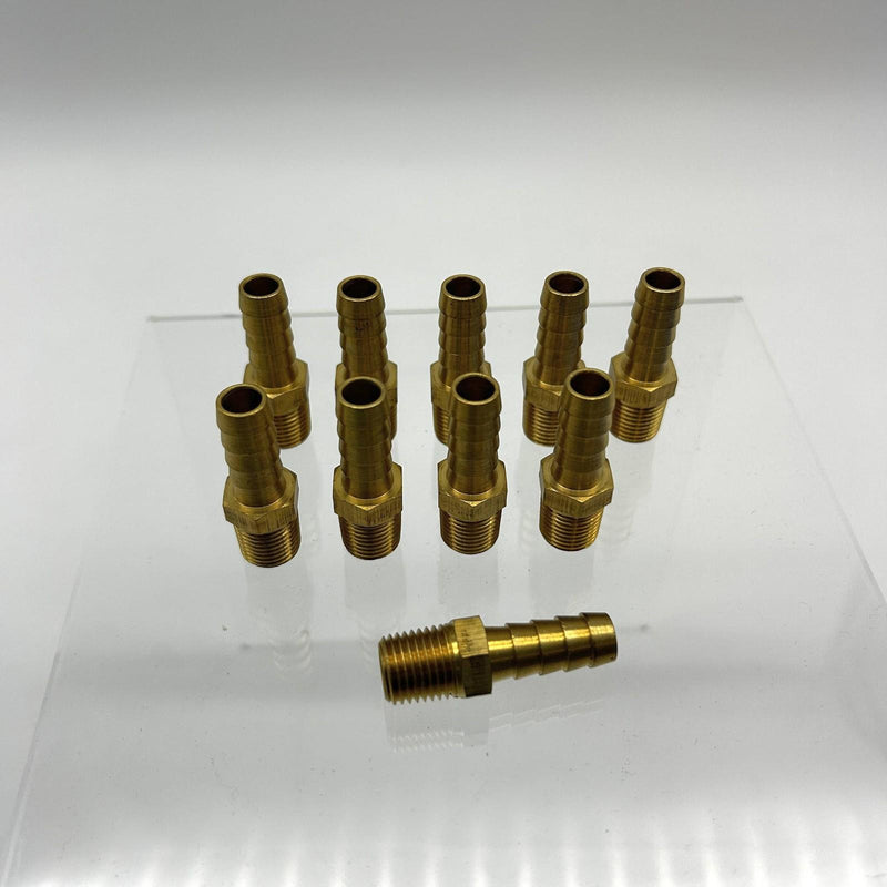 10pk Midland Metal 32012 Brass Fitting 3/8 Hose Barb X 1/4 Male NPTF Max 150 PSI 7