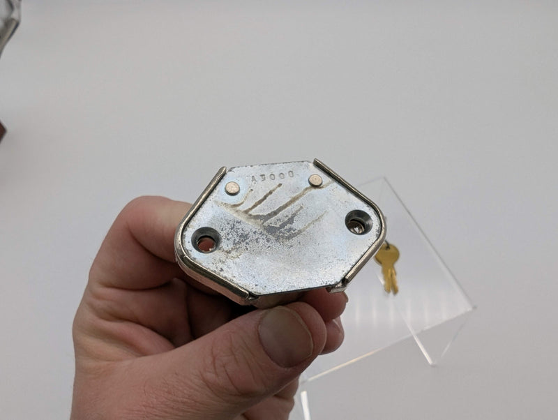 Illinois Cabinet Lock Bright Nickel 7/8" D .925" Len Deadbolt Style Keyed Diff