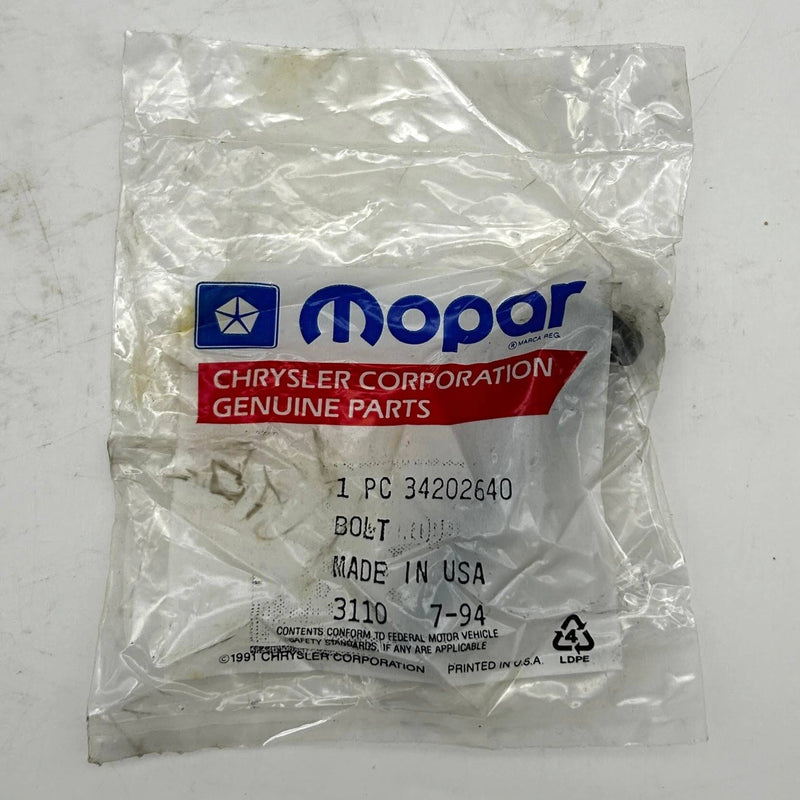 Mopar 34202640 Bolt for Front Suspension Arms OEM NOS 88-90 Cher Wag Com Sealed