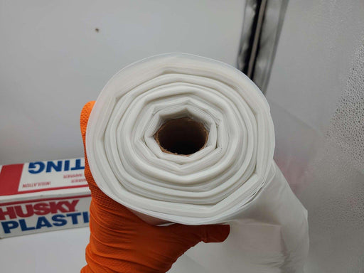 Husky 8' x 100' Plastic Sheeting Poly-America 408C Clear 4-Mil Low Density 2
