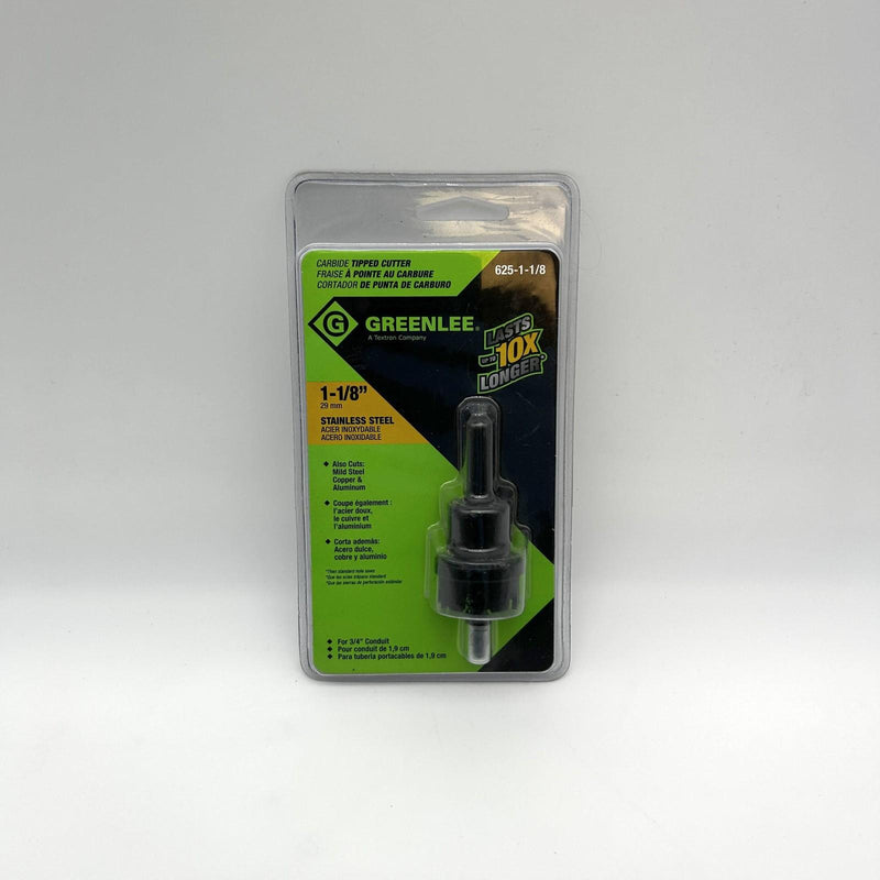 Greenlee 38328 Hole Cutter 625-1-1/8 Carbide Tipped 1/2" Shank 1-1/8" Hole Size 8