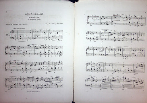 1884 Aquarelles Niels W Gade Op 57 Bk 3 Humoresque Folksong Style Sheet Music 2