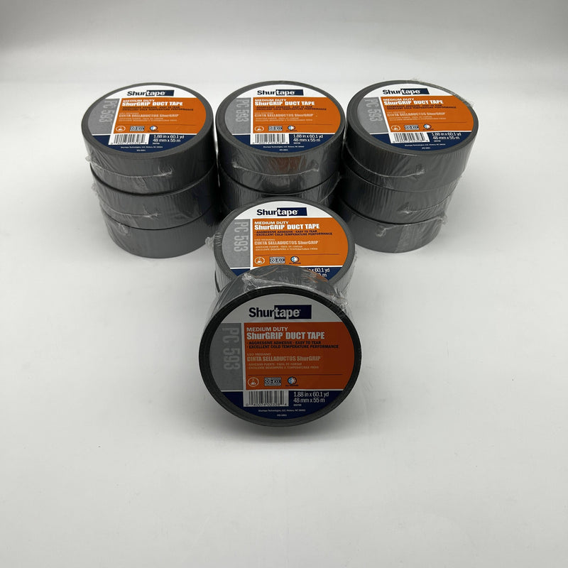Shurtape PC593 Duct Tape Silver 48MM X 55m 8 Mil General Purpose 152303 12 Rolls