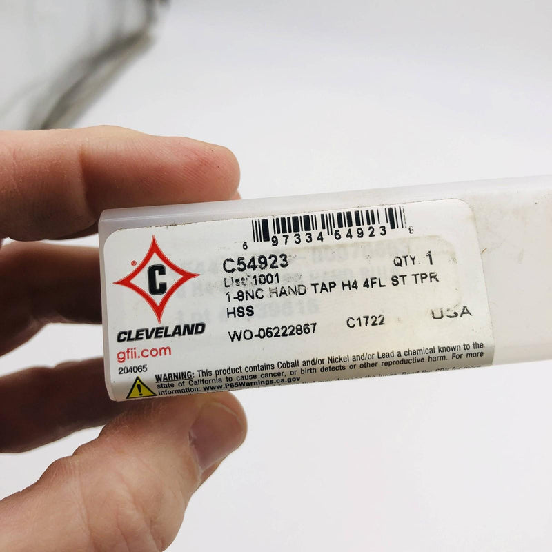 Cleveland C54923 Taper Hand Tap 1in-8 UNC H4 1001 CTD HSS 4 Flutes Straight Shan 2