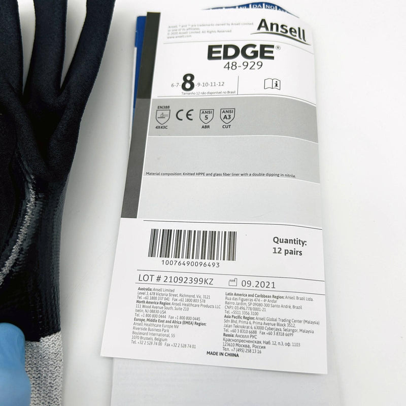 Ansell Edge 48929 Cut and Oil Resistant Gloves Medium 8 High Dexterity 10 Pairs 3