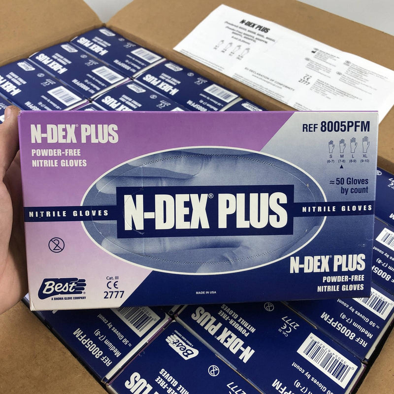 Showa 8005PFM N-DEX Plus Disposable Nitrile Glove 7-8 Medium Powder Free 1000pcs 8