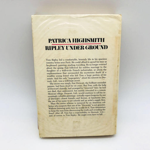 Ripley Under Ground Patricia Highsmith Hardcover 1970 1st Edition/1st Print ExLi 2