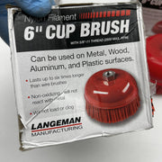 Langeman Cup Brush 6inch Nylon Filament 5/8-11 Thread 2500 Max RPM Lot of 3 3