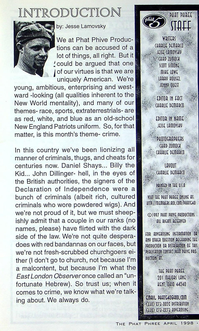 Phat Phree Zine 1998 Vol 4 # 4 Jesse Lamovsky's Satirical Zine 2