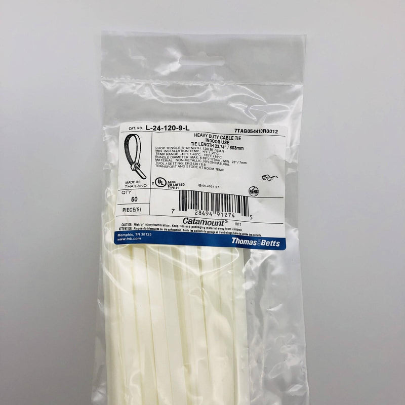 Thomas & Betts L-24-120-9-L Cable Ties 24" Ivory Natural Nylon 120Lb 50/Bag 1