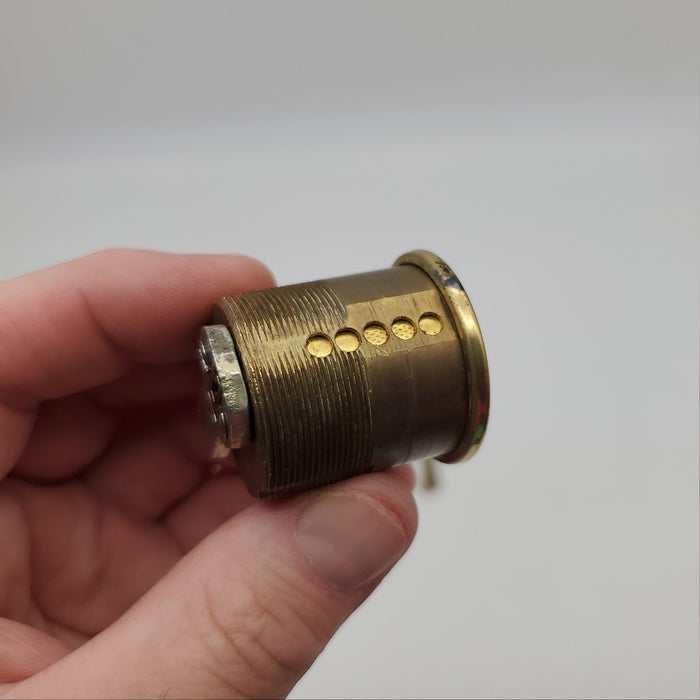 Falcon Mortise Cylinder 1-1/4" Length Bright Brass # 986 E Keyway 5 Pin 9897 Cam 4
