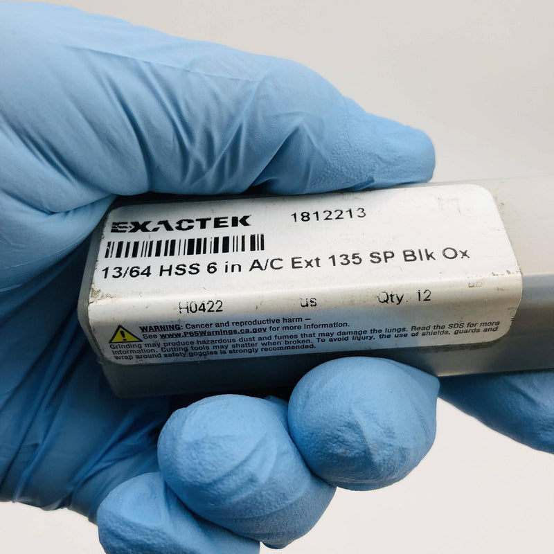 Screw Machine Drill Bit 13/64 HSS 135 Deg Spt Pt Blk Oxide Exactek 1812213 6pk 3