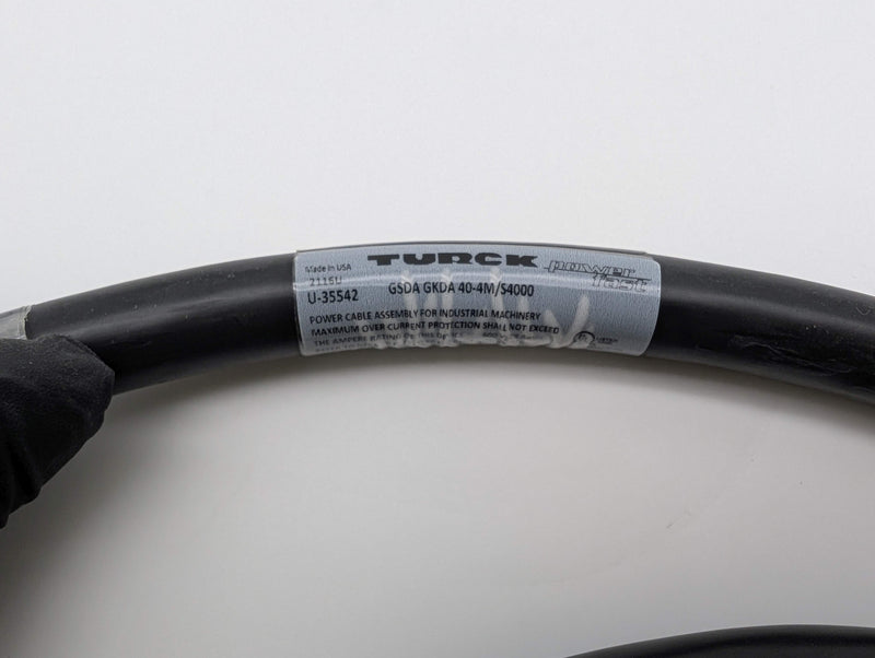 Turck GSDA GKDA 40-4M/S4000 Powerfast Cable 4 Pin Male to Female 4 Meter 35 AMP