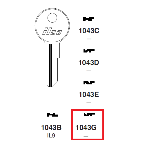 5x Ilco 1043G Key Blanks for Illinois 270 Nickel Plated NOS