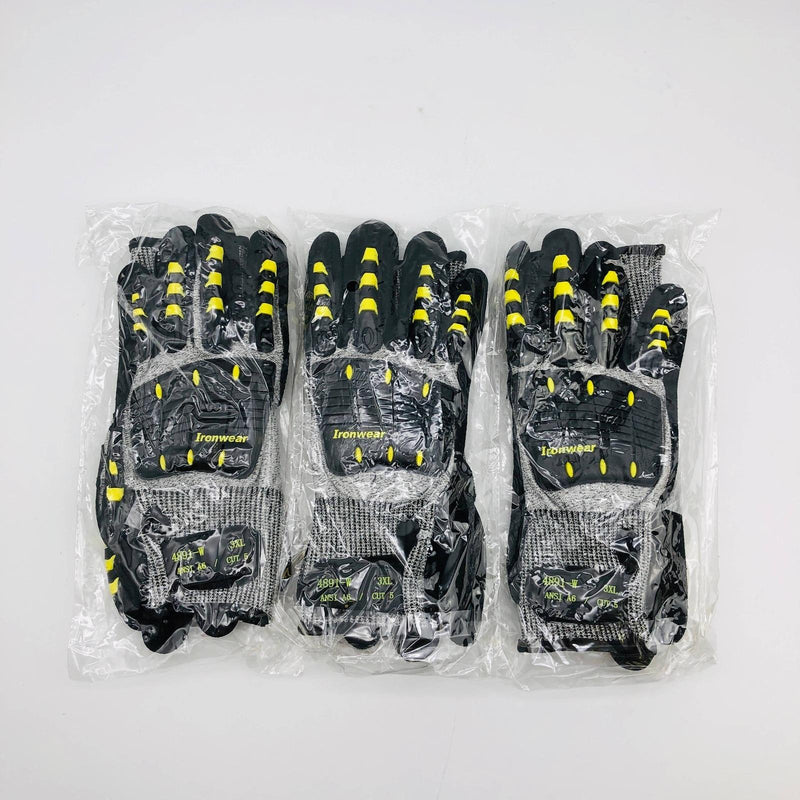 Ironwear 4891-W Work Gloves Size 3XL Cut Resistant A4 Extra Wide TPR 3 Pairs 6