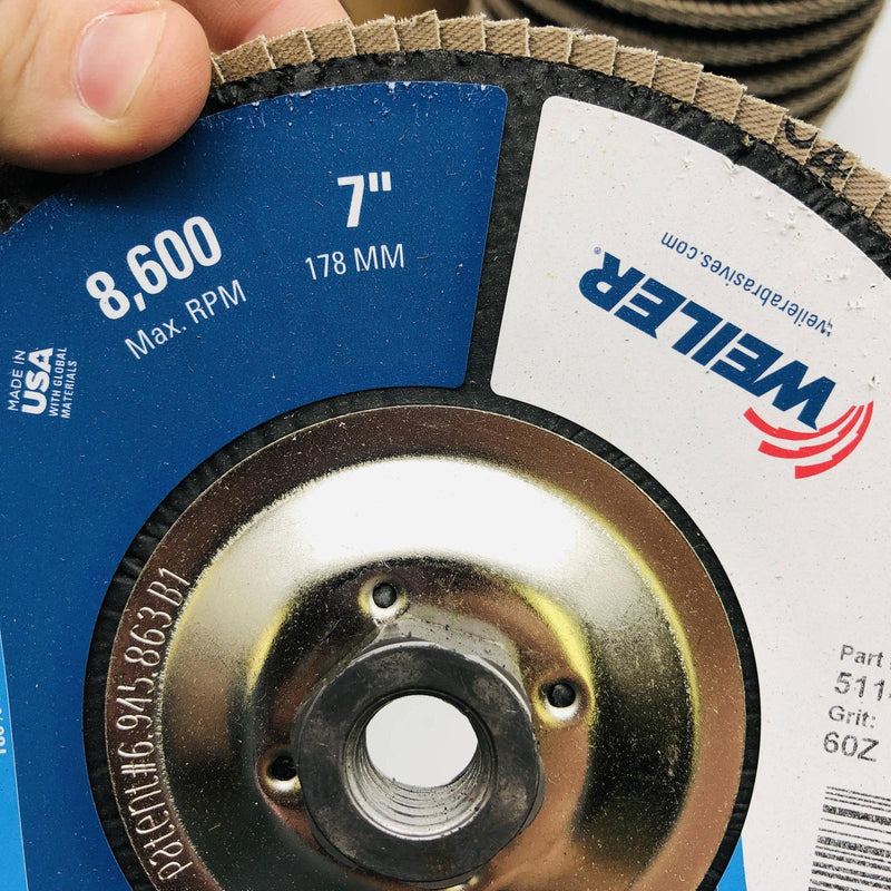 Weiler 51147 Flap Disc 7" Tiger Paw 60Z Grit 5/8-11 Arbor Hole Angled 10pk 5