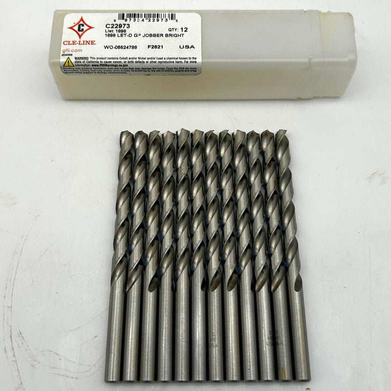 12pk Cle-Line C22973 Jobber Drill Bit 1898 LET-D HSS Bright 2 Flutes 5XD Radial 1