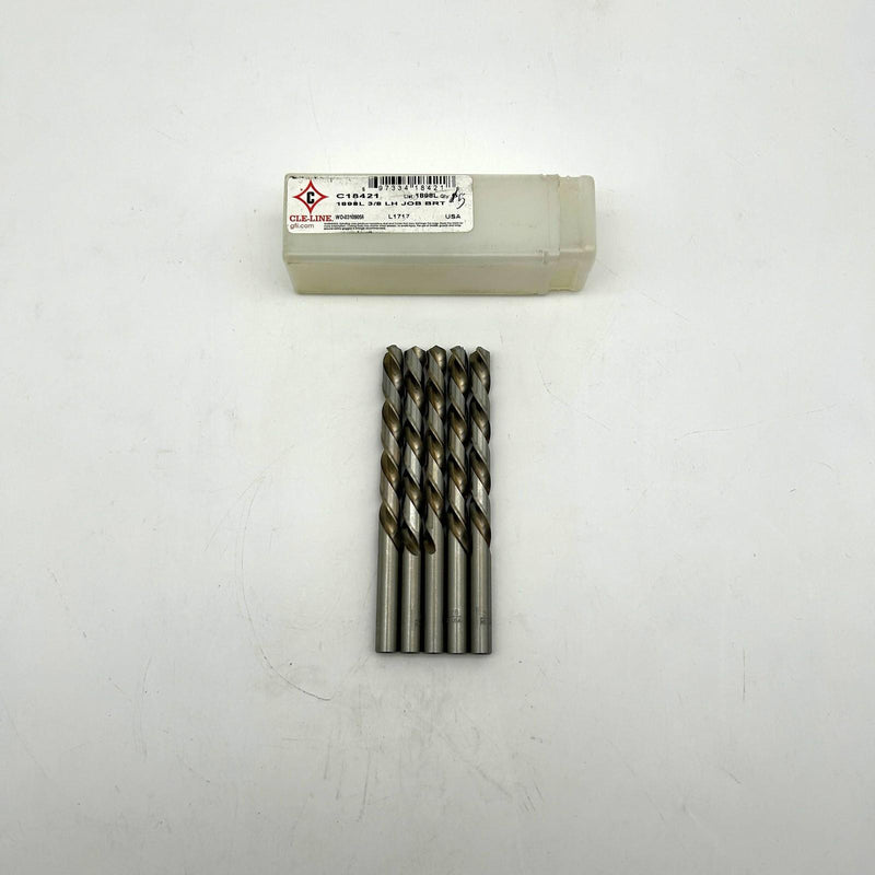 Cle-Line C18421 Jobber Length Drill Bit 1898L 3/8 LH Left Hand HSS Bright 5pk 9