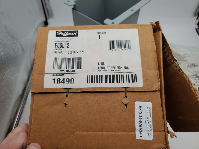 Hoffman F66L12 Straight Wireway Section 12" x L 6"W x 6" H Hinged Cover 5