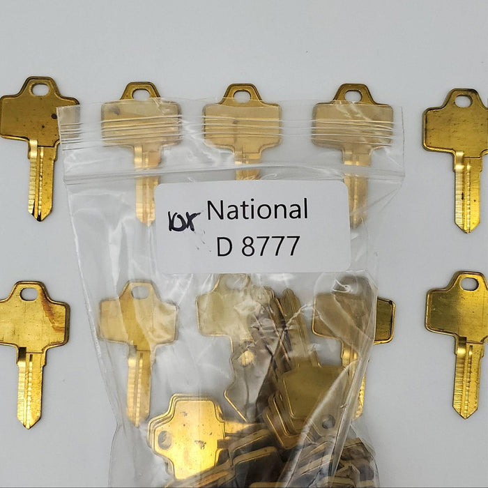 10x National D8777 Key Blanks Brass for National Lock Co Cam Locks Reversible 4