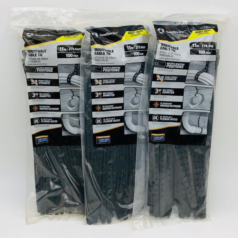 Southwire 58298340 Mountable Cable Tie 11" Lg 50lb 3" Max Dia UV Resistant 300pk 1
