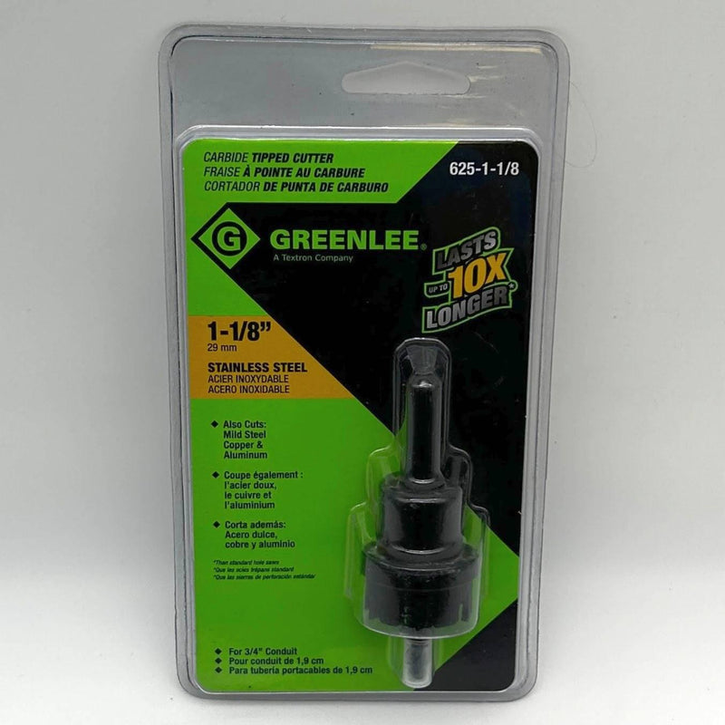 Greenlee 38328 Hole Cutter 625-1-1/8 Carbide Tipped 1/2" Shank 1-1/8" Hole Size 1