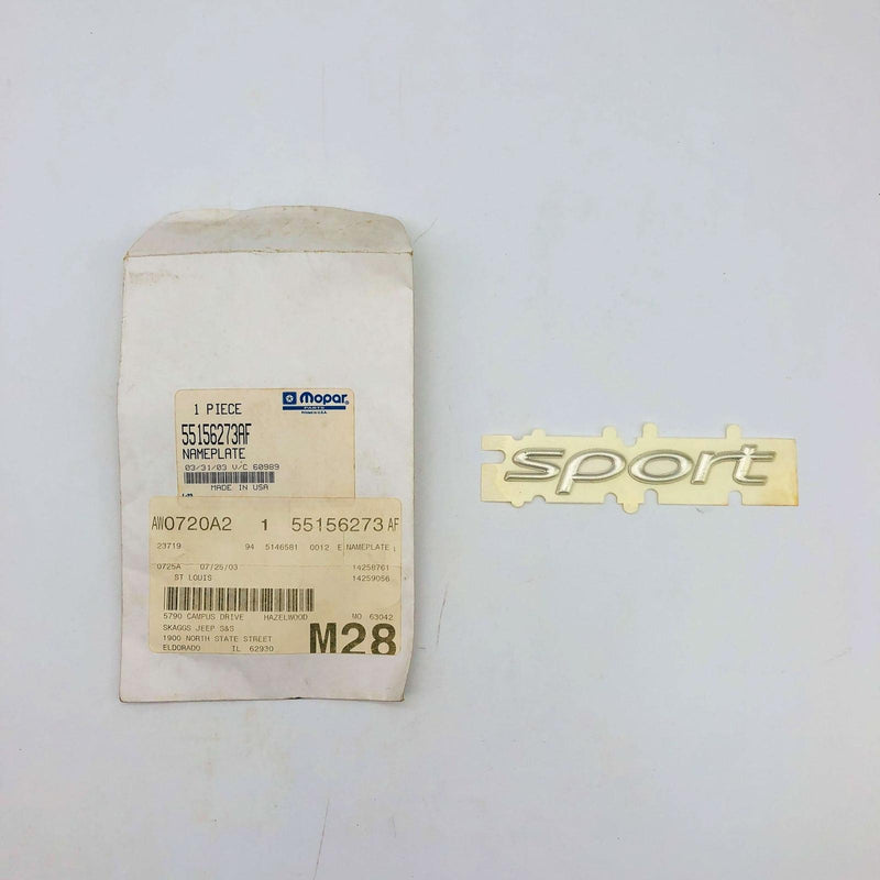 Mopar 55156273AF Nameplate Emblem Sport OEM NOS 2002-04 Jeep Gr Cherokee Liberty 8