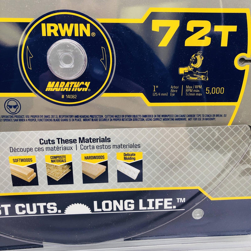 Irwin 14082 Circular Saw Blade 12" w 1" Arbor 72T Carbide Teeth Trim Finish 4