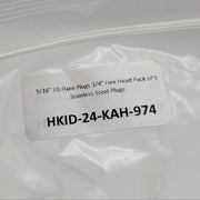 5/16" JIS Flare Plugs 3/4" Hex Head Pack of 5 Stainless Steel Plugs 4