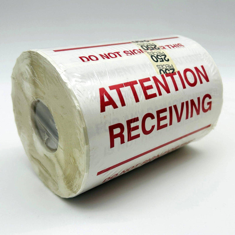 Decker DL3175 Attention Receiving Labels Do Not Sign 6X10 Pallet Label 250/Roll
