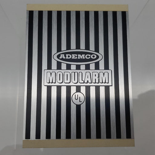 Ademco Modularm Nameplate 3-3/4"L x 2-3/4"W Brushed Chrome Pinstripe Design 1