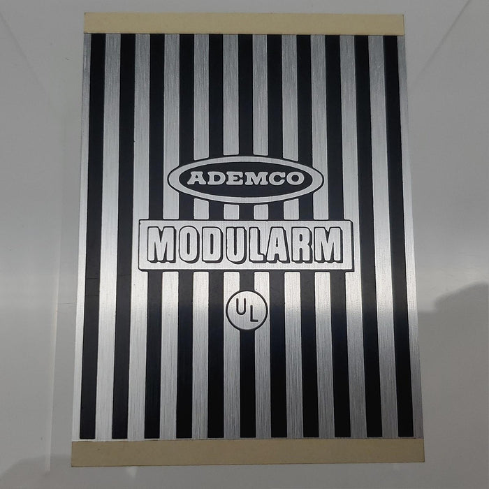 Ademco Modularm Nameplate 3-3/4"L x 2-3/4"W Brushed Chrome Pinstripe Design 1