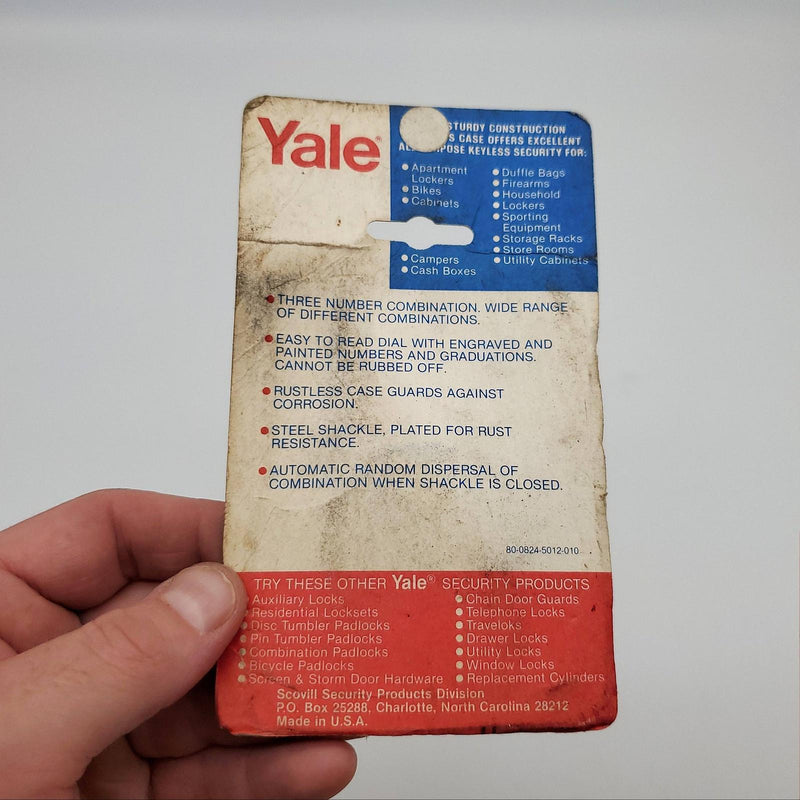 Yale Combination Padlock 1" L x 0.28" Shackle 3 Number Combo Vintage USA Made 7