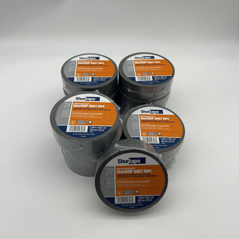Shurtape PC593 Duct Tape Silver 48MM X 55m 8 Mil General Purpose 152303 12 Rolls