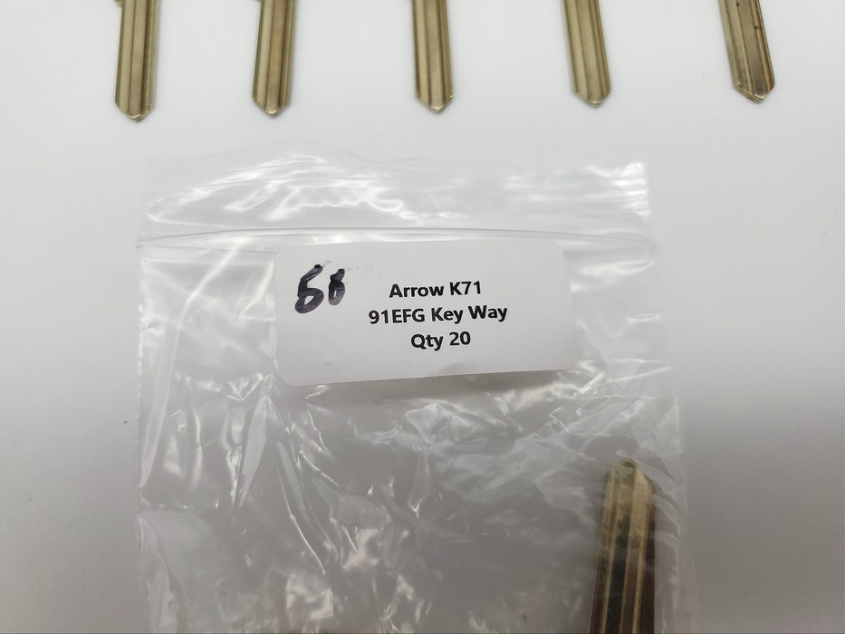 5x Arrow K71 Key Blanks 91EFG Keyway Nickel Silver 6 Pin NOS 4