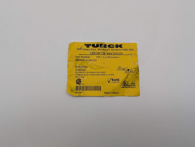 Turck RSM RKM 50-1M/S101 Actuator & Sensor Extension Cable 1M 5 Pin 7/8" M to F 4