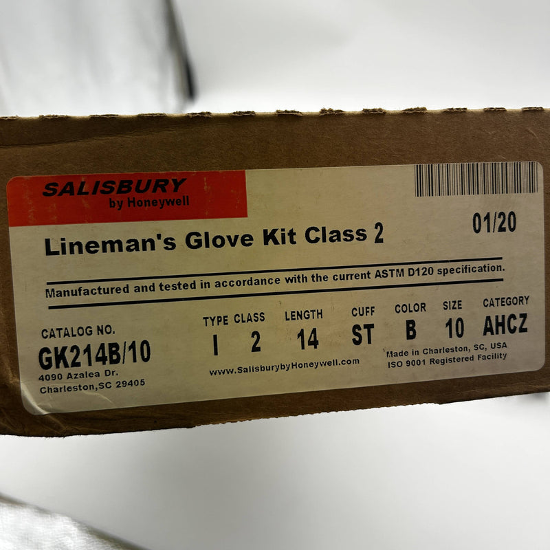 Salisbury by Honeywell GK214B Lineman's Glove Kit Class 2 Black Rubber 14" Sz 10