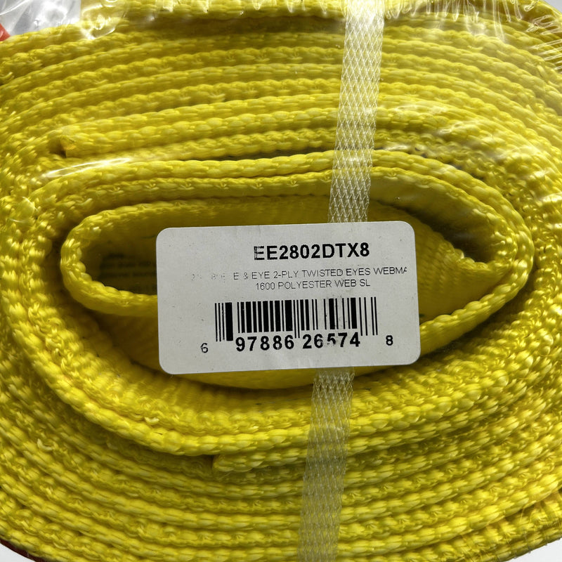 Lift-All EE2802DTX8 Web Sling 2"x8' E/E 2-Ply Twisted Webmaster 1600 Polyester