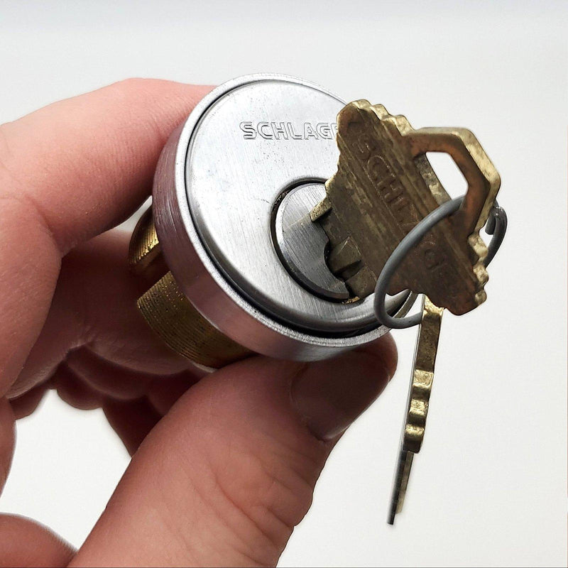 Schlage Mortise Lock Cylinder 30-001 E Keyway Satin Chrome 1-1/8" Length NOS 1