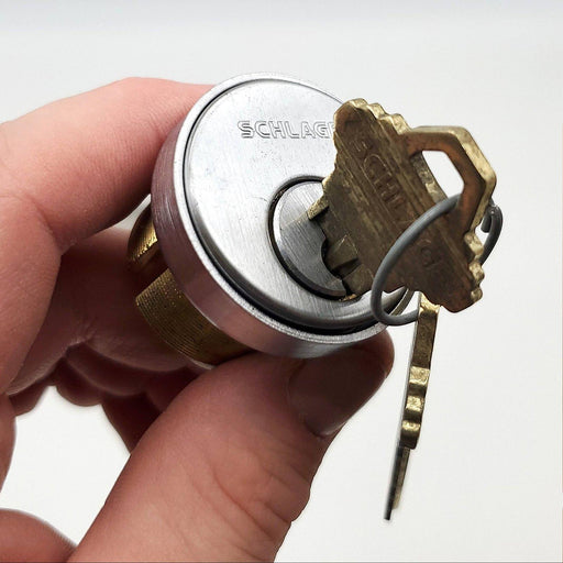 Schlage Mortise Lock Cylinder 30-001 E Keyway Satin Chrome 1-1/8" Length NOS 1