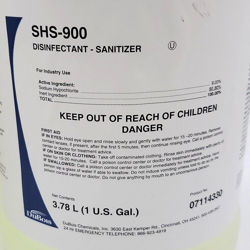 Dubois SHS-900 Bleach Disinfectant 9.2% Sodium Hypochlorite 1 Gal Bottle 4 Pack 2