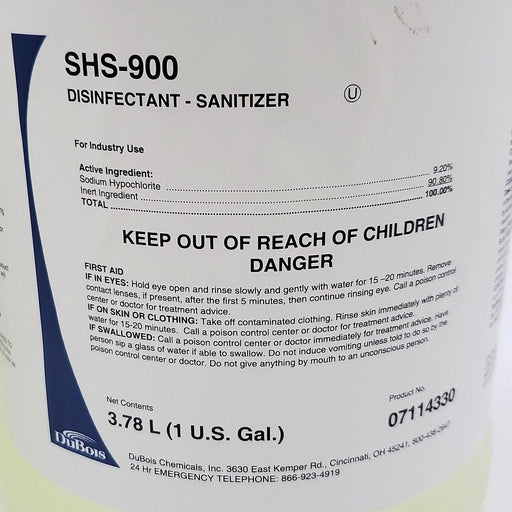 Dubois SHS-900 Bleach Disinfectant 9.2% Sodium Hypochlorite 1 Gal Bottle 4 Pack 2