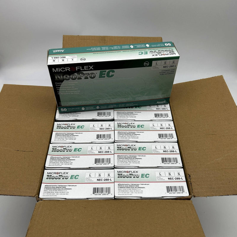 Microflex NEC-288 Disposable Gloves Large Extended Cuff Neoprene 500pcs/Case