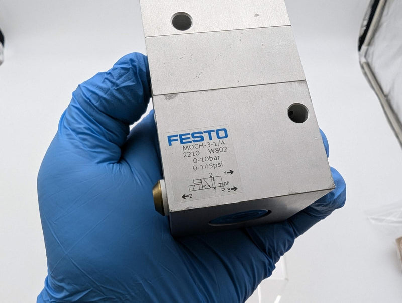 Festo MOCH-3-1/4 Solenoid Valve 3/2 Open Monostable 0-10 Bar 3 Port G1/4" 5