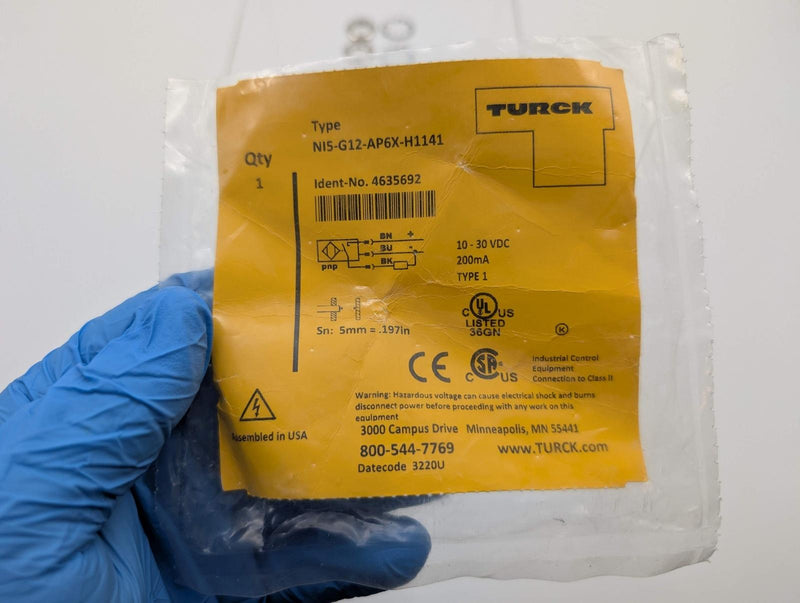 Turck NI5-G12-AP6X-H1141 Inductive Sensor M12 x 1 Thread 3-Wire 10-30 VDC 4