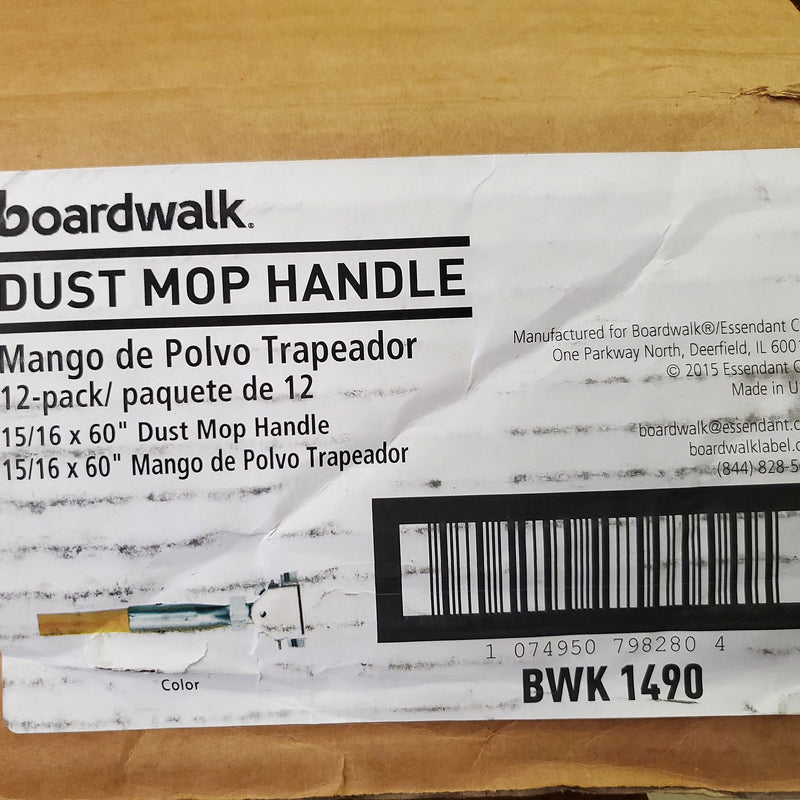Boardwalk BWK1490 Dust Mop Handle Clip On 1" Diam 60" Len Solid Wood Pack of 9 7