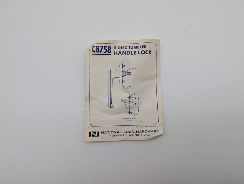 National Cabinet Lock Handle 5 Disc Satin Chrome 1" Spindle C8758 Keyed Diff 5